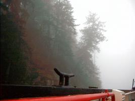 ferry dock - leaving quadra in the fog