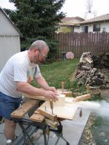 grooving the bricks with a special router jig