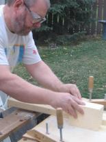 grooving the bricks with a special router jig