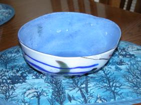 blue & white cane bowl