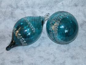 sea-green and silver ornaments