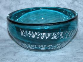 Sea-green and Silver Swirl Heavy Bowl